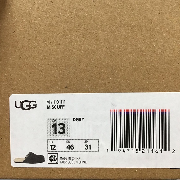NEW UGG Men\'s Scuff Dark Grey Size 13 main image 6